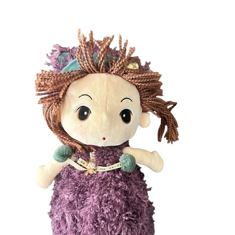 Plush Doll with Purple Dress and Teal Shoes